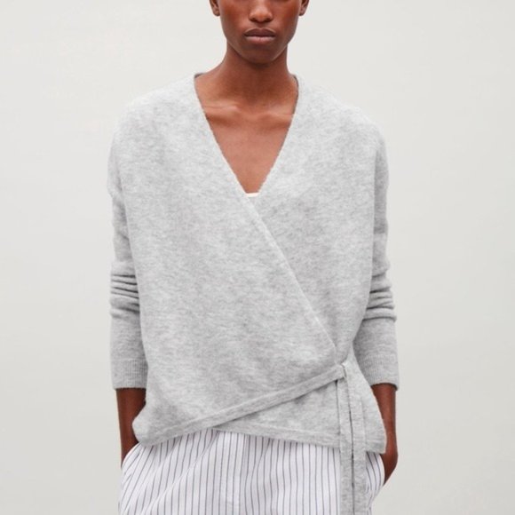 Cos Grey Alpaca Wool Wrap Cardigan 